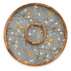 Grey Songbird Blossom Round Chip & Dip Platter