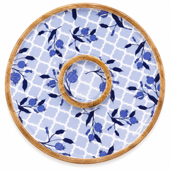 Indigo Pomegranate Round Chip & Dip Platter