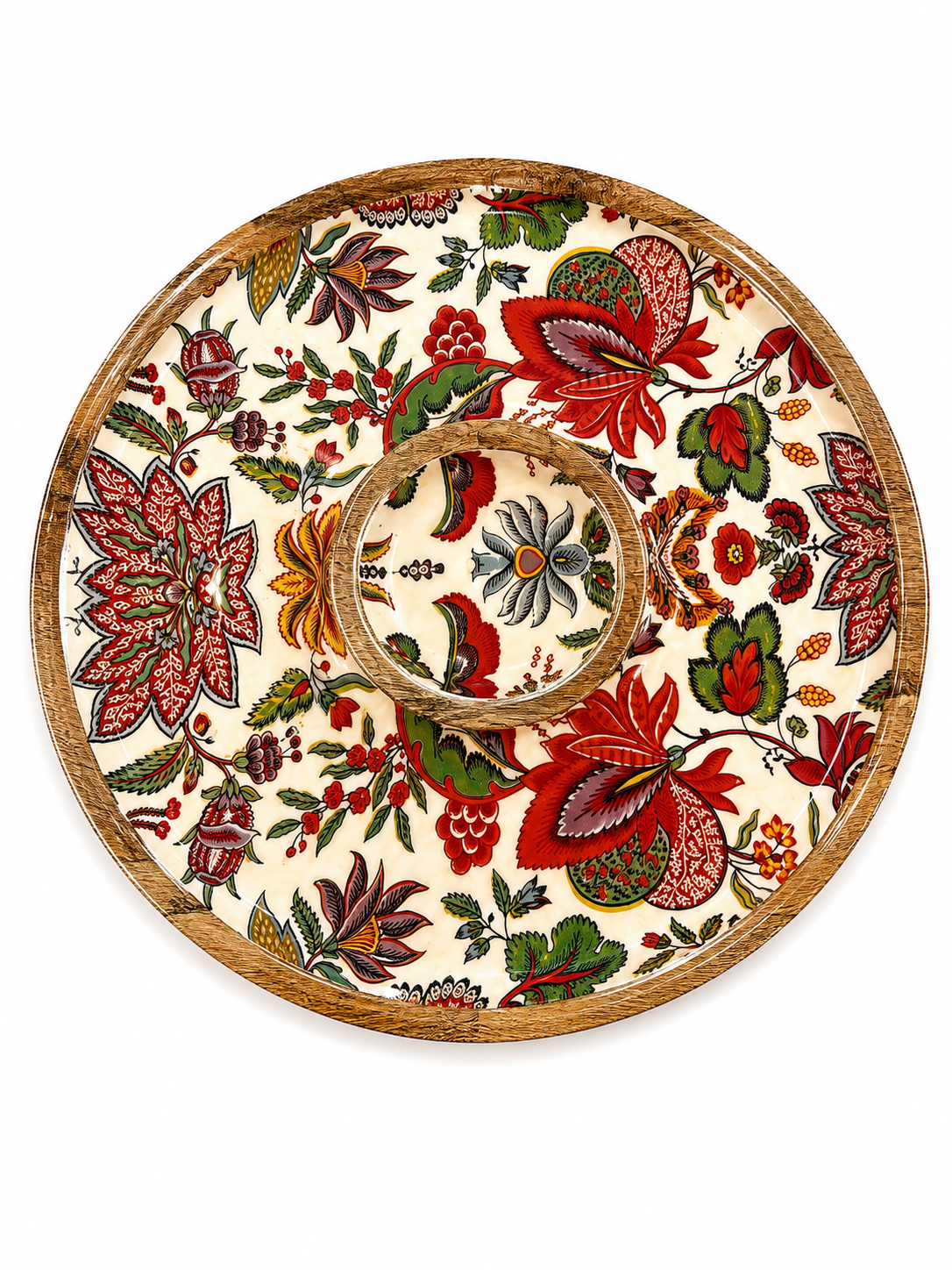 Autumn Botanical Bloom Round Chip & Dip Platter