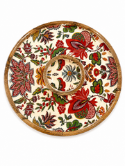Autumn Botanical Bloom Round Chip & Dip Platter