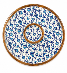 Azure Floral Harmony Round Chip & Dip Platter