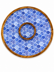 Blue Tile Elegance Round Chip & Dip Platter