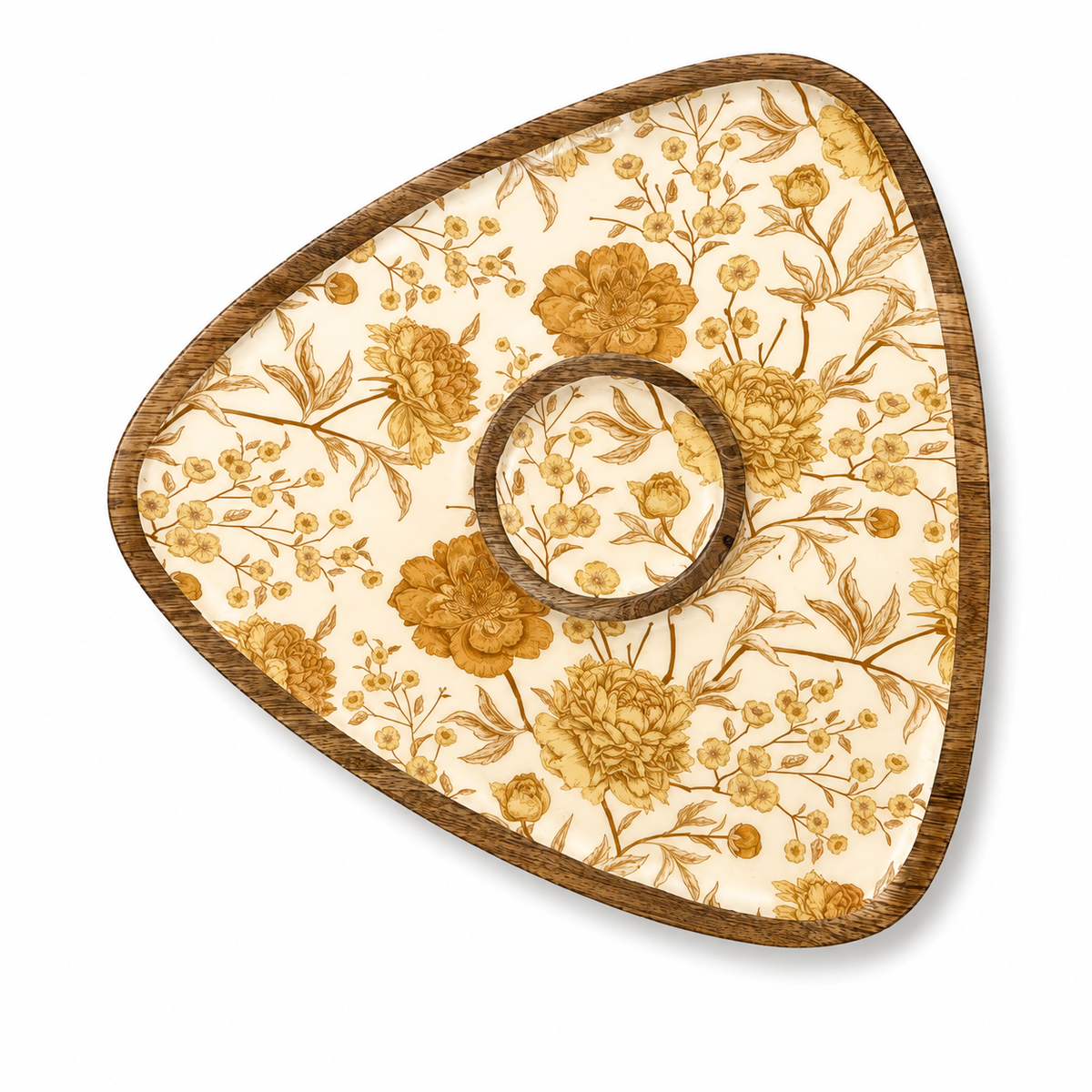 Gold Meadow Bloom Triangle Chip & Dip Platter