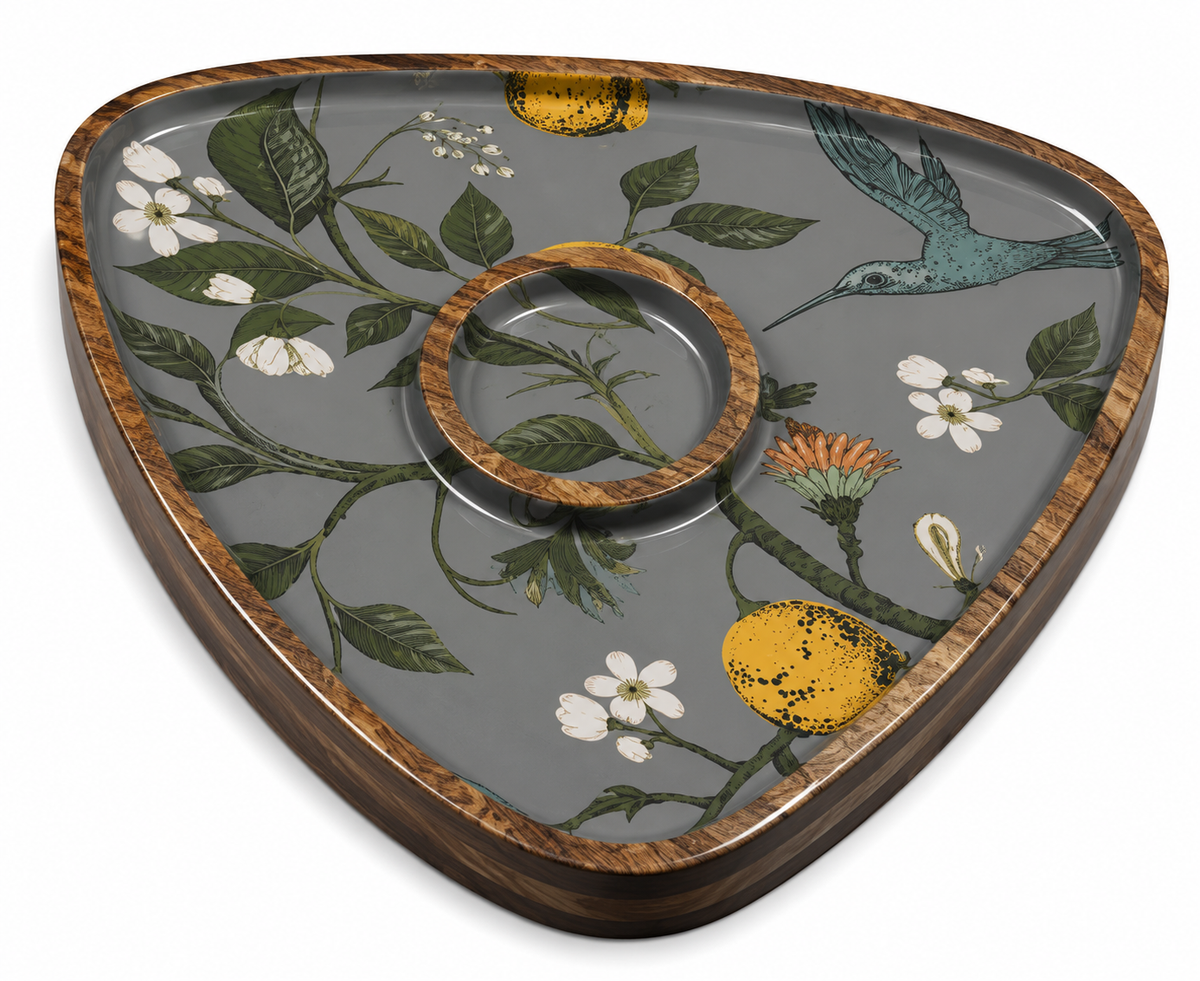 Verdant Songbird Triangle Chip & Dip Platter