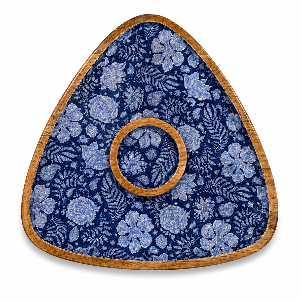 Midnight Botanical Triangle Chip & Dip Platter