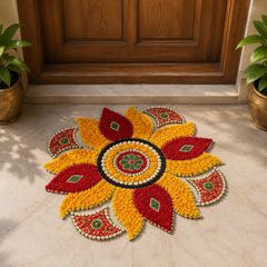 Radiant Floral Mandala Rangoli Mat