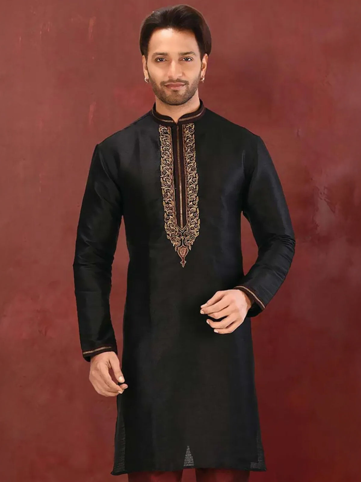 Black Jacquard Kurta only