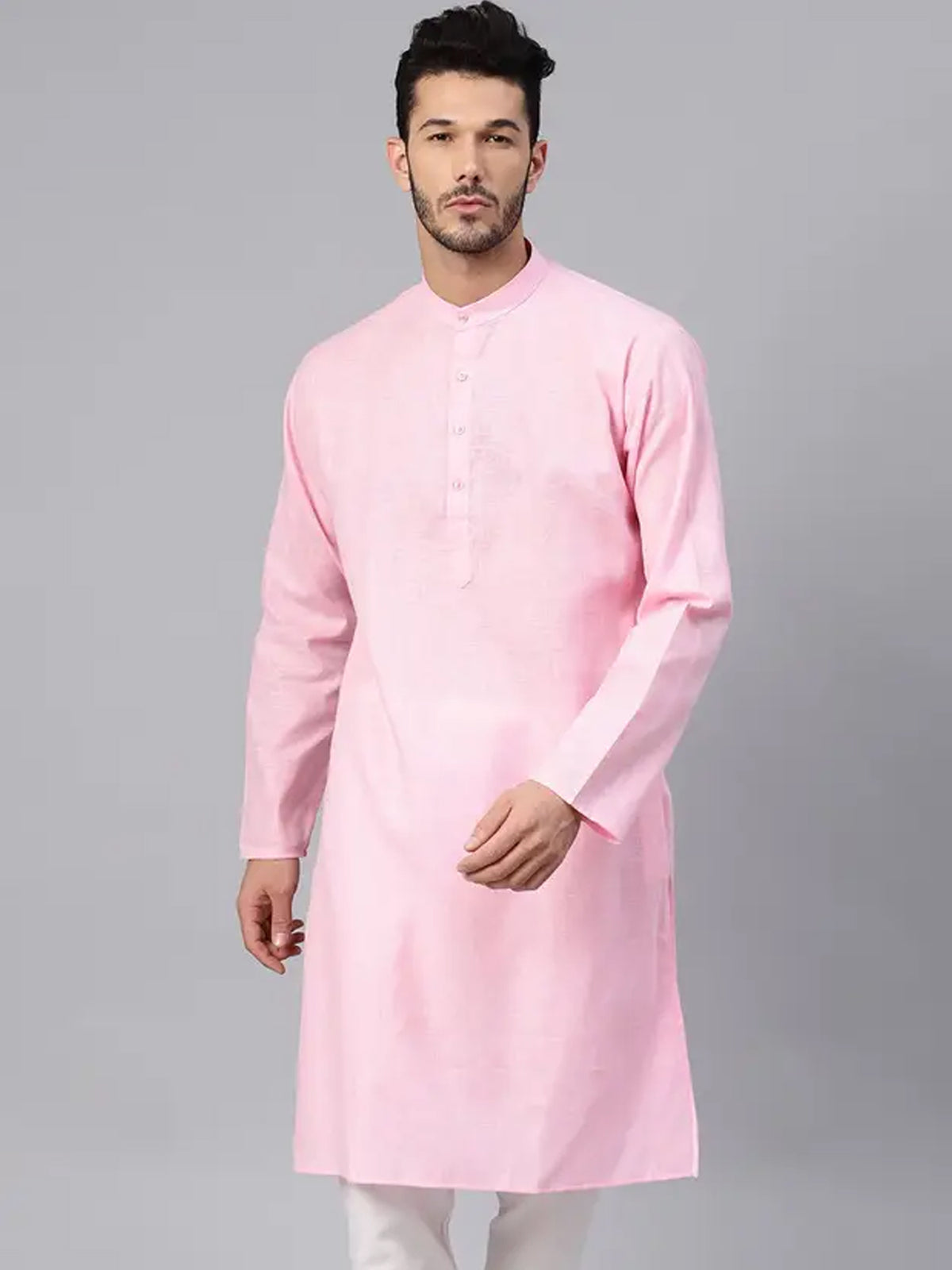 Plain Pink Men's Kurta