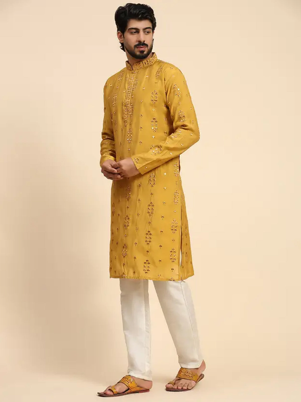 Yellow Mirrorwork Kurta