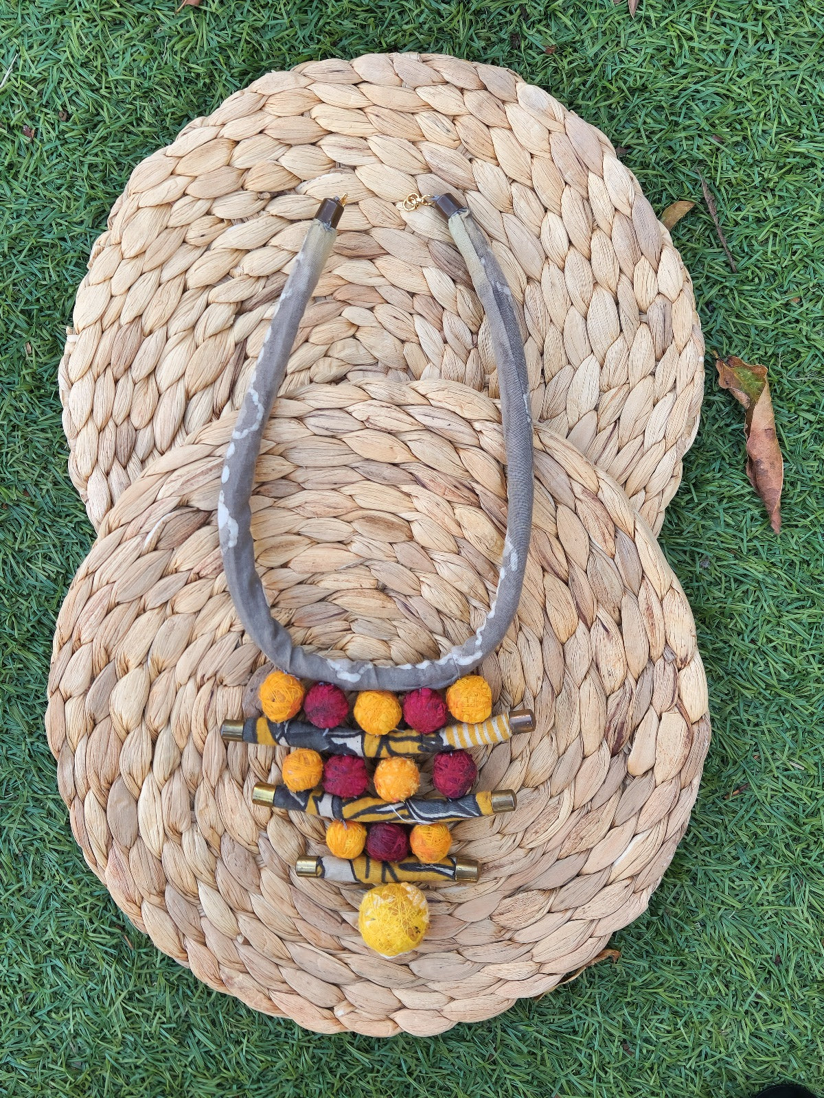 Multicolour Fabric Statement Necklace