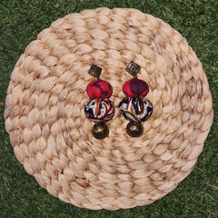 Circular Hanging Earrings with Gold Charms