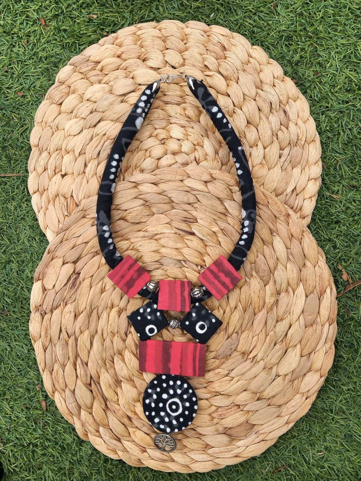 Elegant Fabric Necklace with Tree of Life Charm