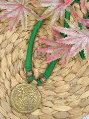 Gold Pendant thread Necklace