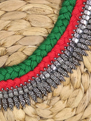 Red Green Pleated Oxidized Neckpiece