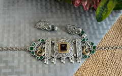 Emerald peacock ruby neckpiece