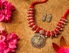 Ladies Oxidized Necklace Circular