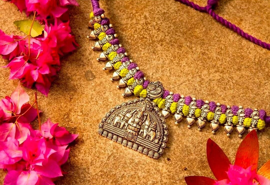 Ladies Oxidized Necklace Semi-Circular