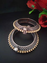 Silver Toned Bracelet with Gold Bead Lining