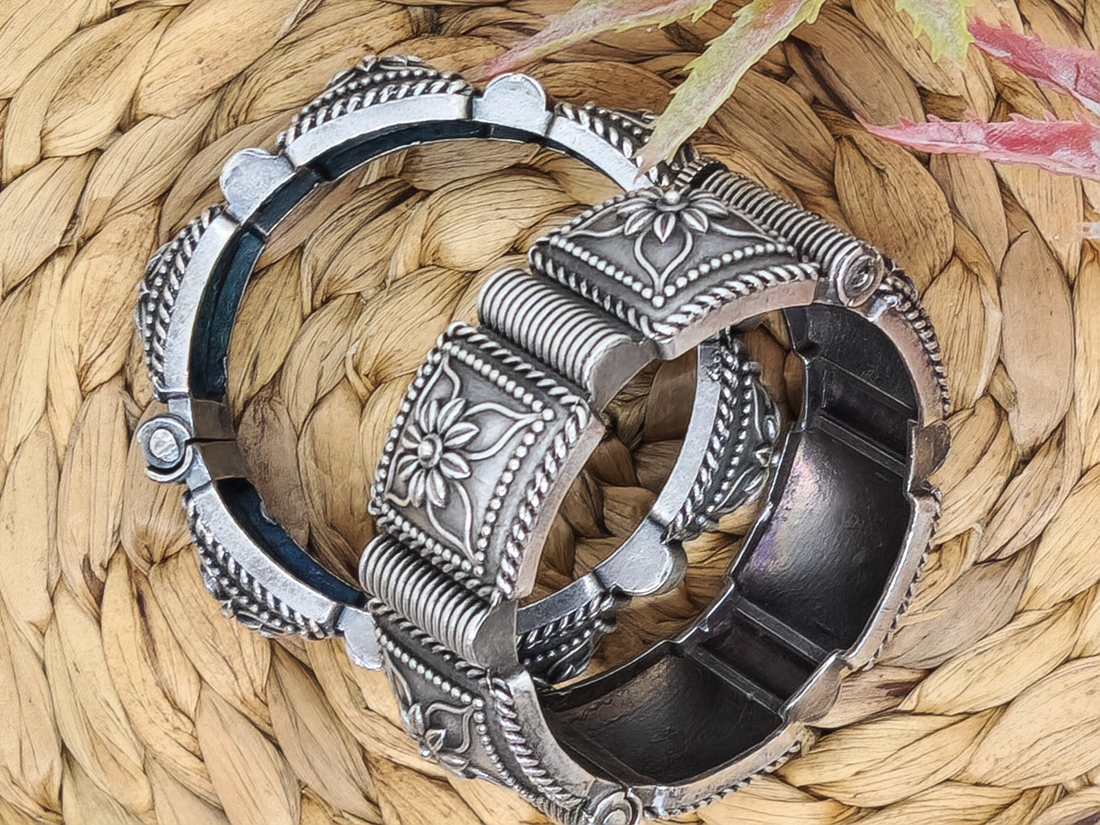 Silver Bracelet with Square Motif