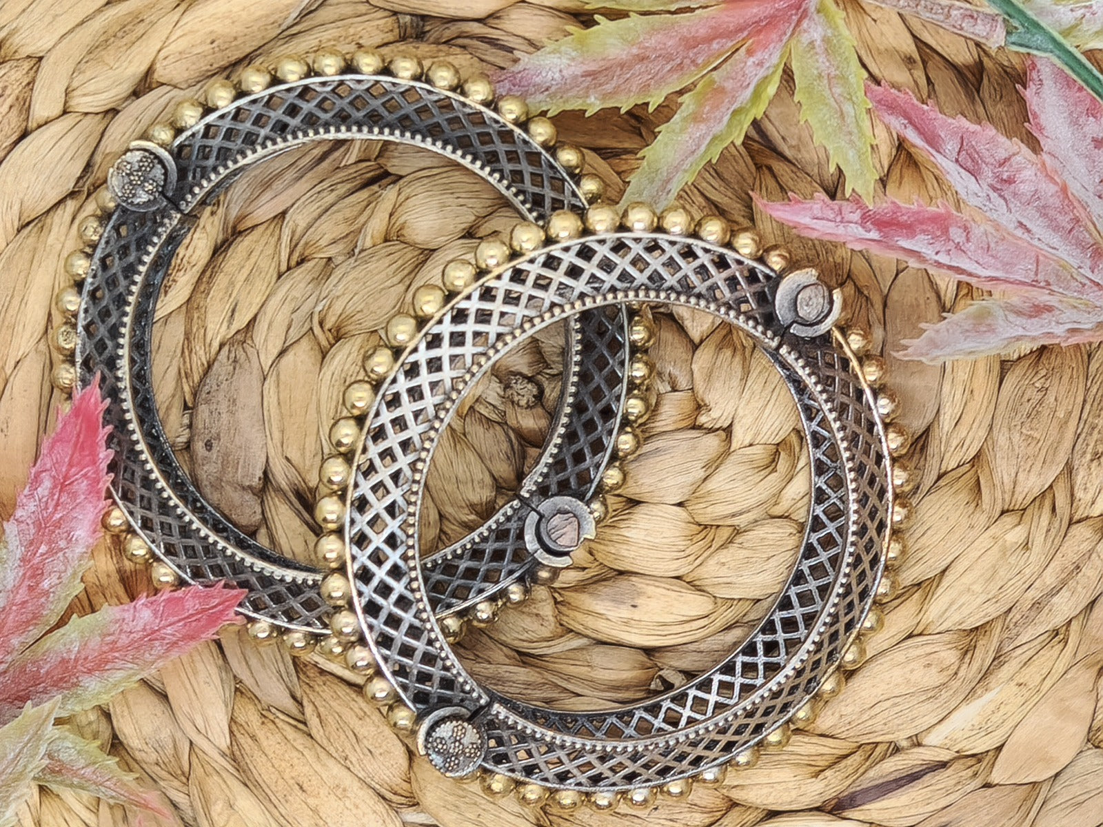 Silver Toned Bracelet with Gold Bead Lining