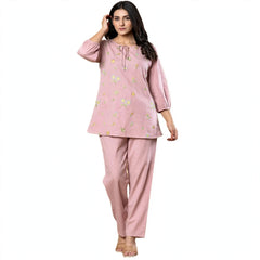 Pink-Magenta Cotton Coord with Emboridery Work
