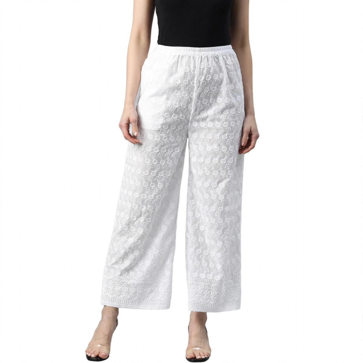 White Flattering Palazoo Pants for Women
