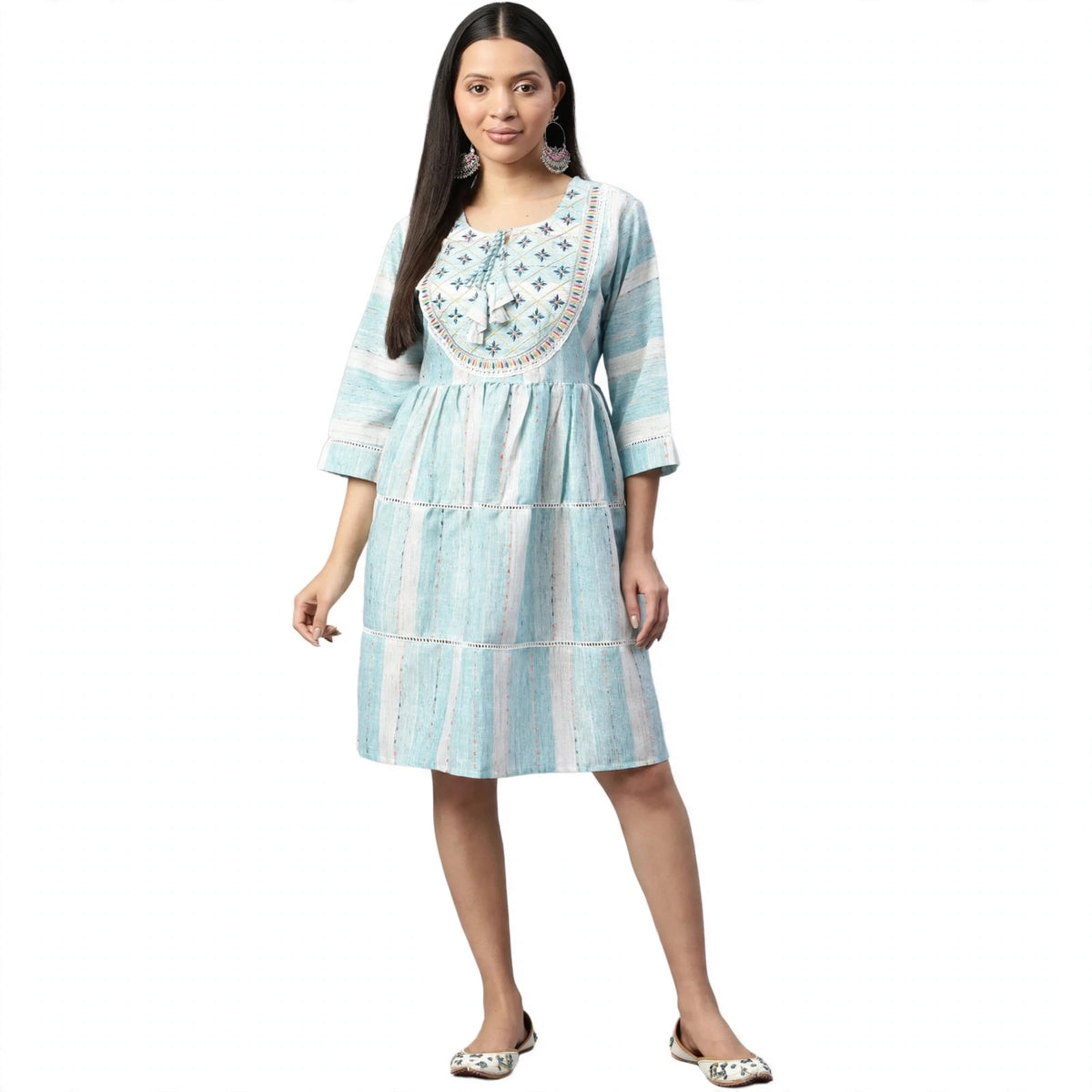 Women's Casual Cotton Dress in Blue