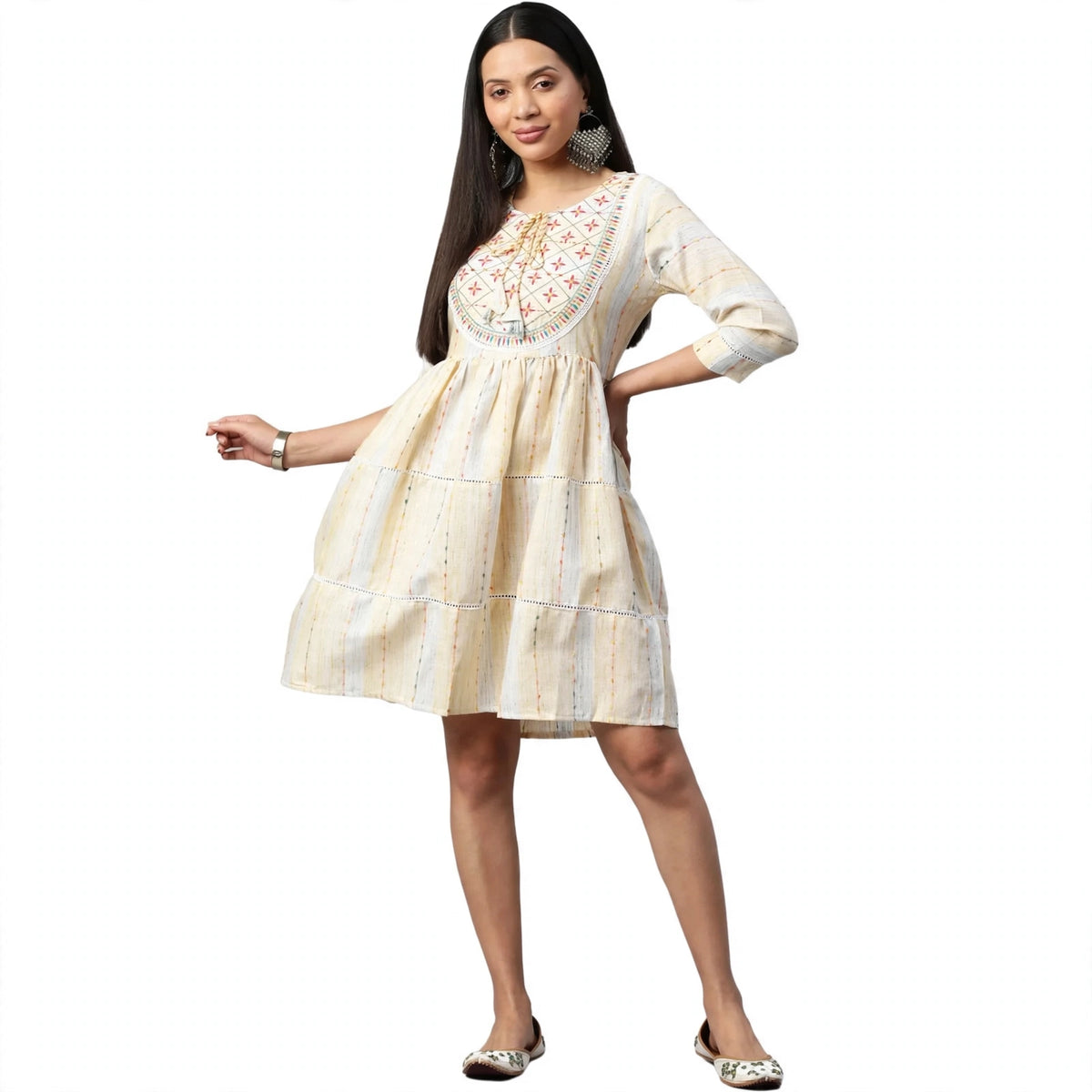Women's Casual Cotton Dress in Yellow