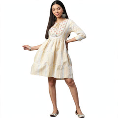 Women's Casual Cotton Dress in Yellow