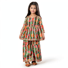 Festive Mosaic Sibling Twinning Set Vibrant Kurta & Sharara Combo