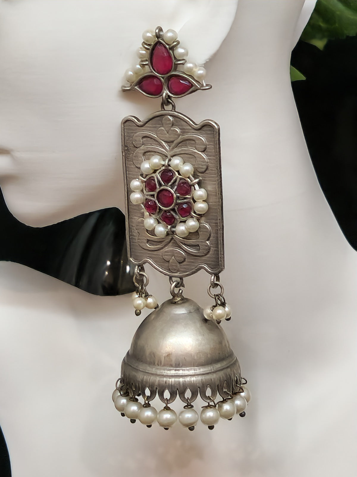 Ethnic red-stone-long  Earrings
