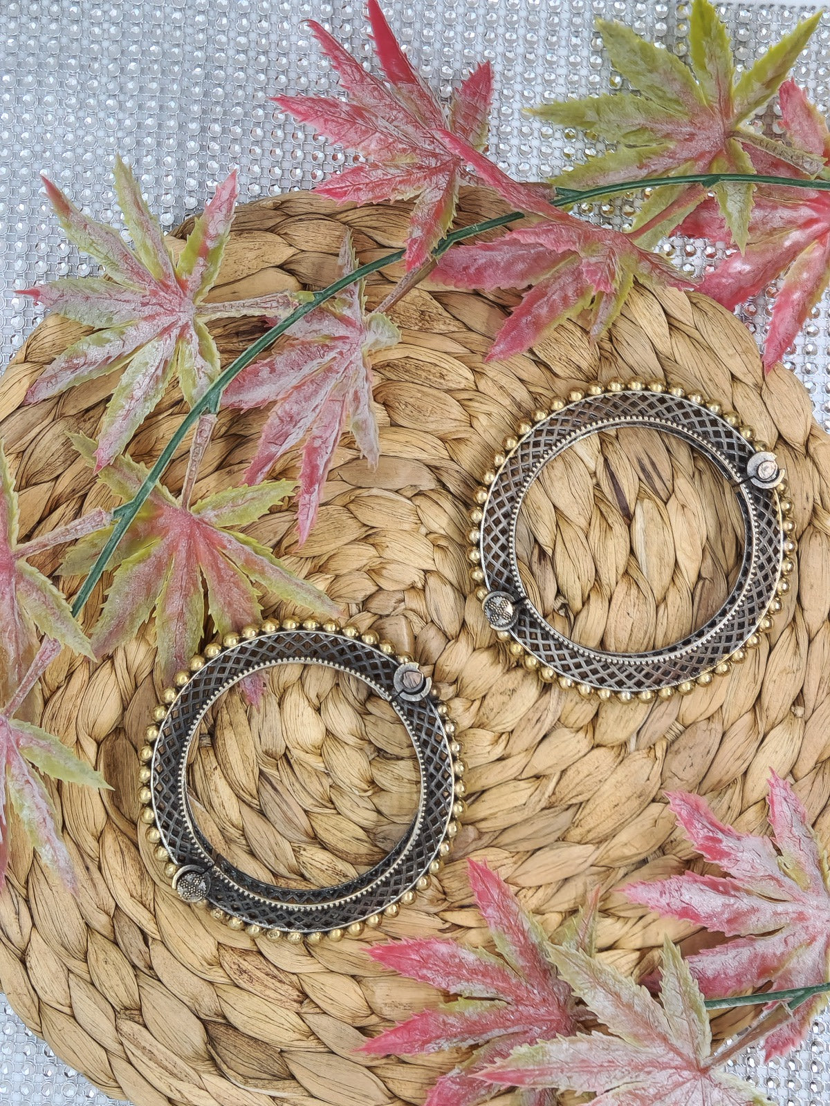 Silver Toned Bracelet with Gold Bead Lining