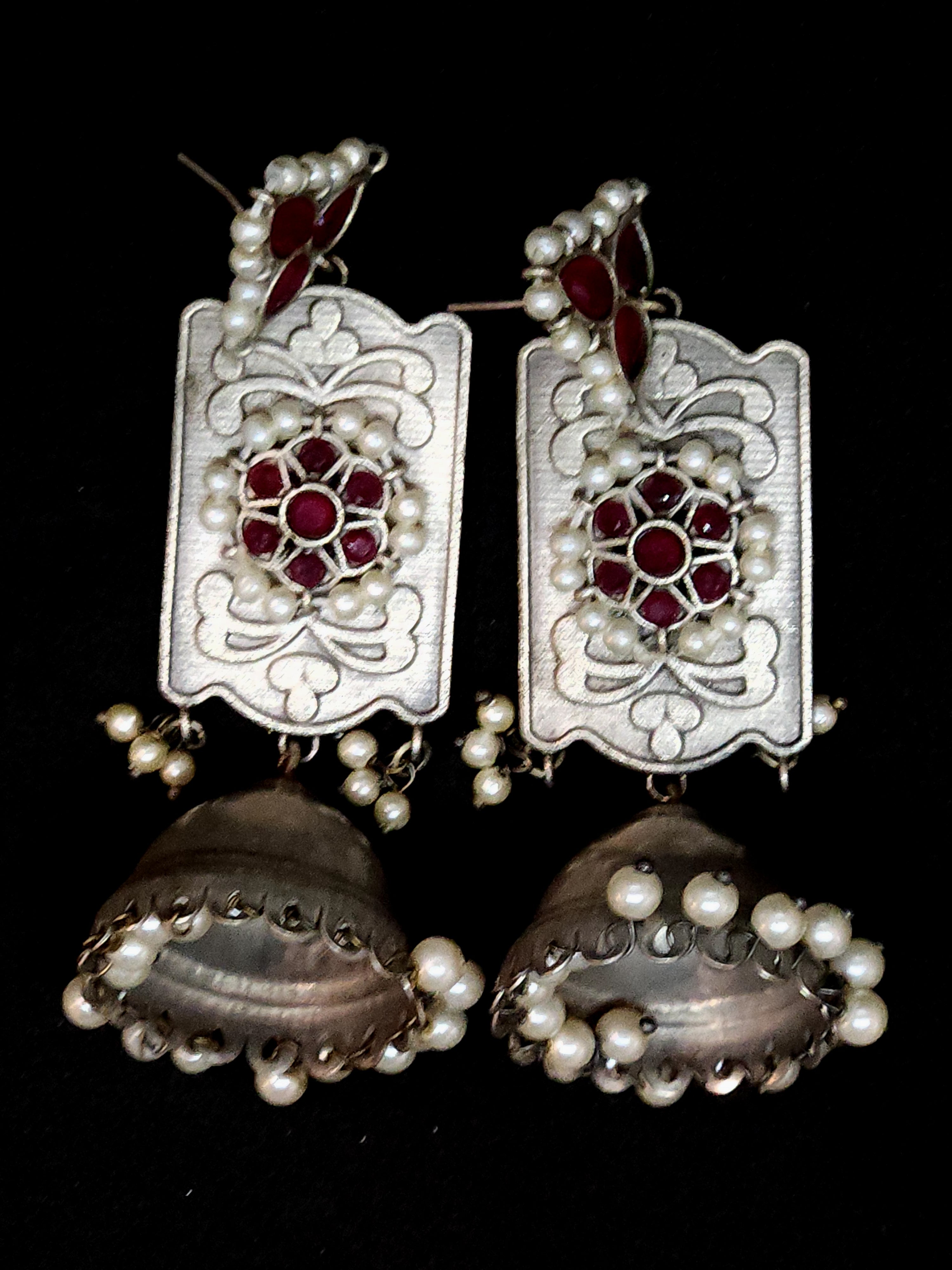 Ethnic red-stone-long  Earrings