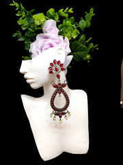 Ethnic Oxidised Red Stone Jhumkas