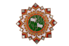 Acrylic Rangoli with Traditional Cow (Kamdhenu) Design