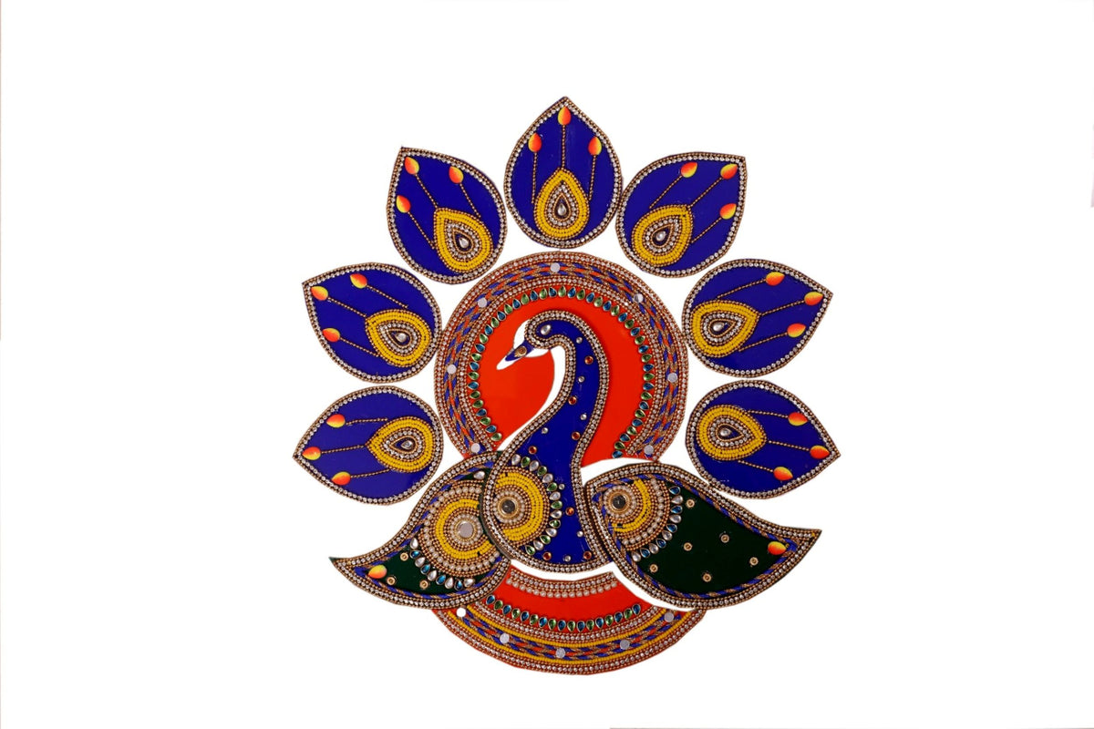 Acrylic Rangoli in Peacock Design – Multicolour Decorative Art