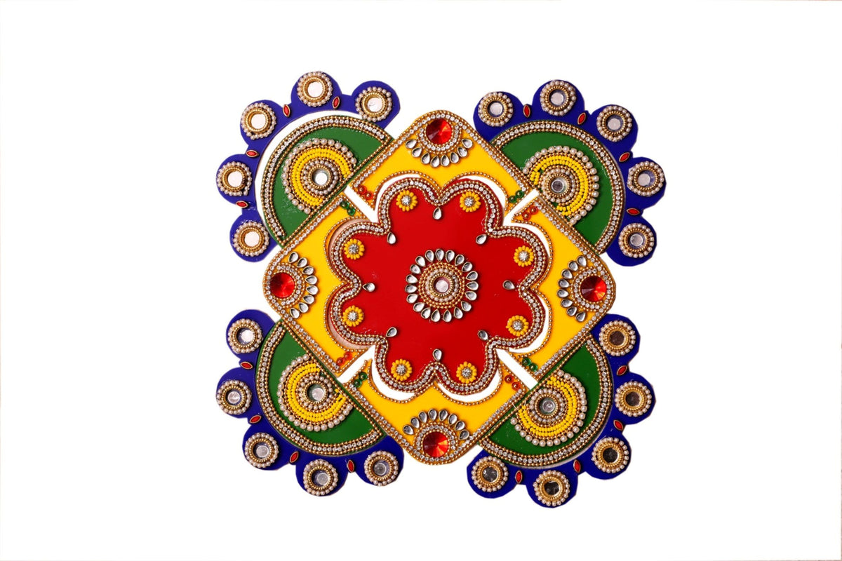 Acrylic Rangoli in Traditional Multicolour Design – Decorative Festival Art
