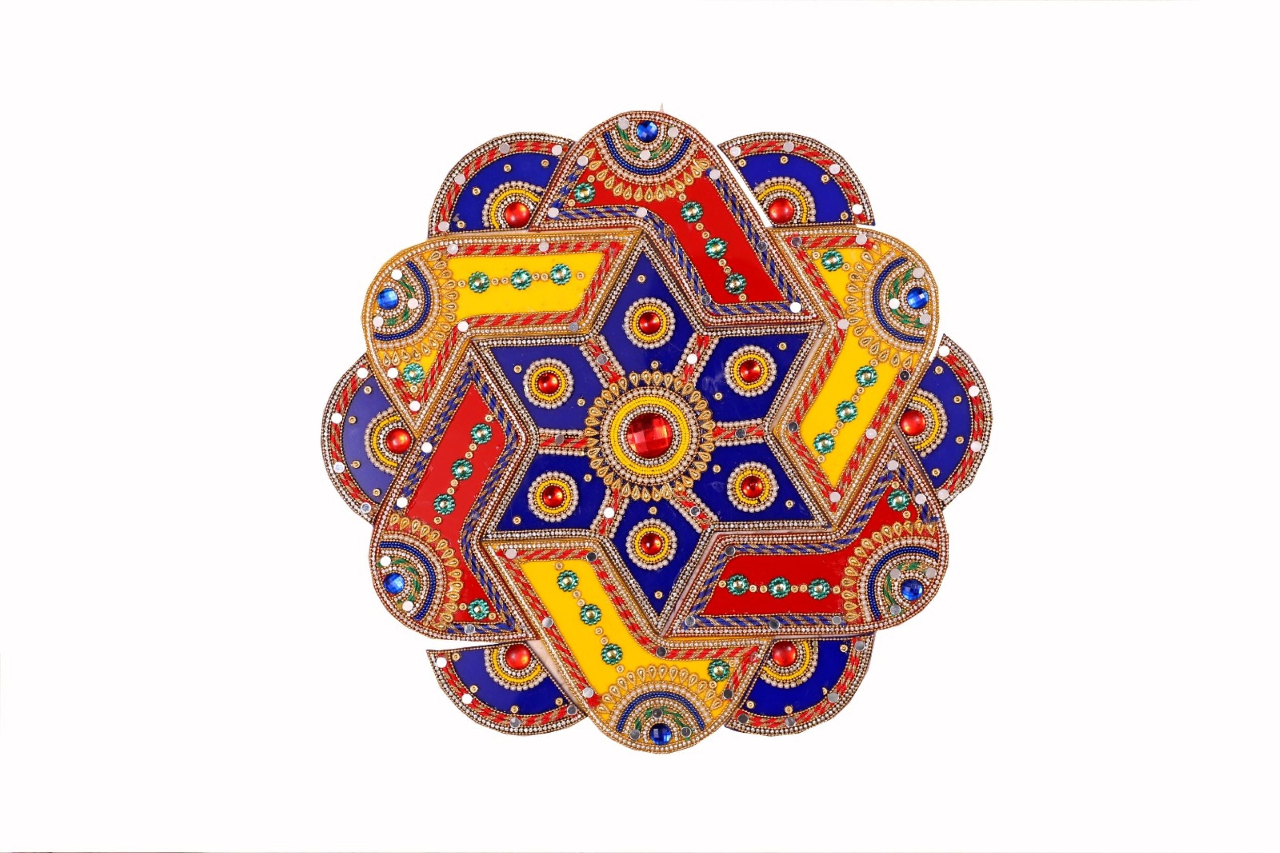 Acrylic Rangoli in Multicolour Geometric Star Design – Decorative Festival Art